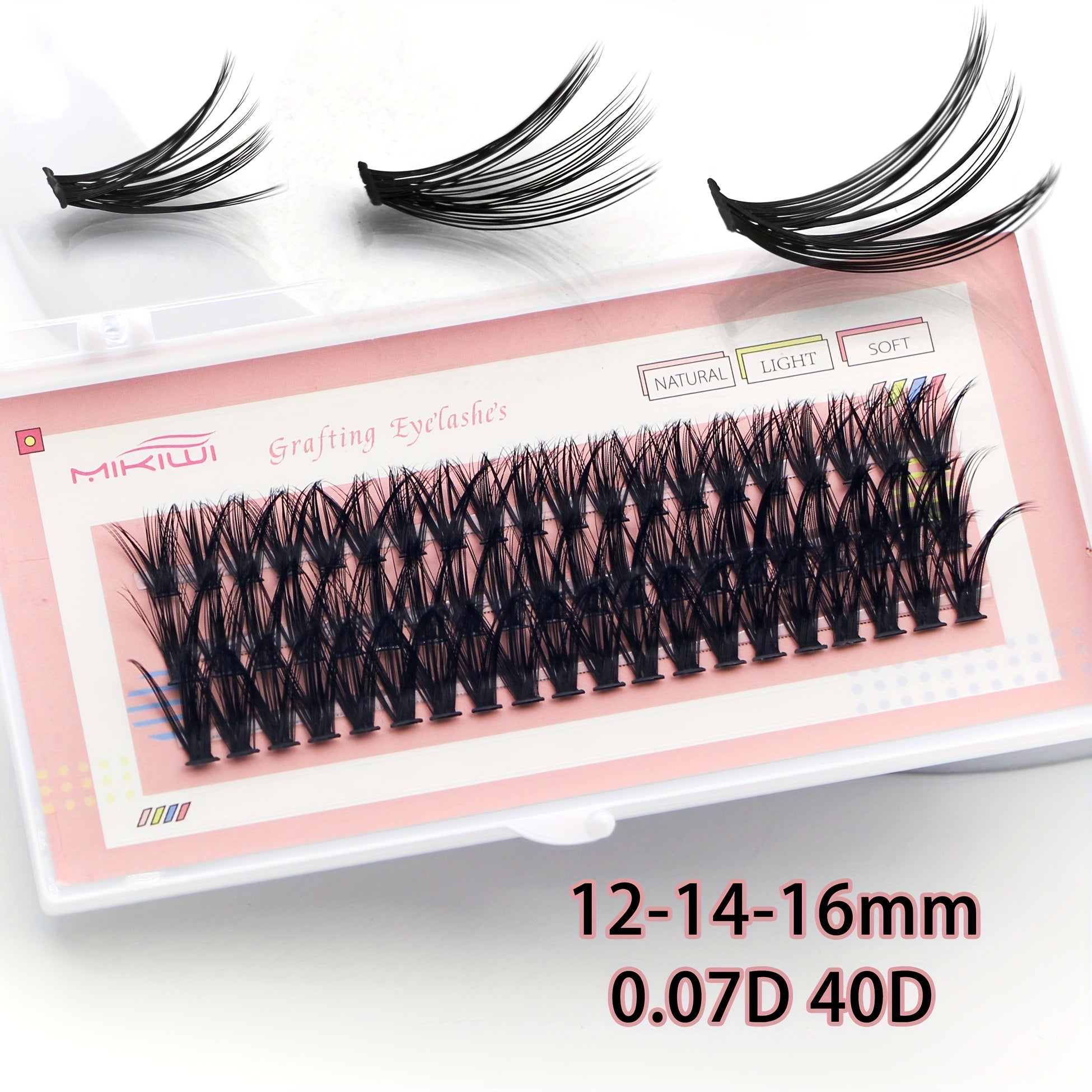 60Pcs Cluster Lashes 0.07D Curl 9-16mm Mix DIY Eyelash Extension Volume Natural