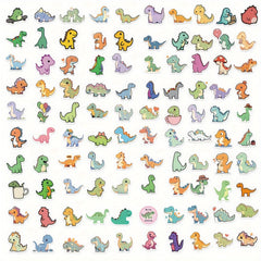 100pcs Little Dinosaur Vinyl Waterproof Stickers Scrapbook Laptop Skateboard
