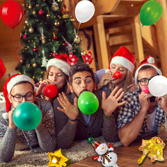 40pcs Christmas Balloons Foil And Latex Balloons Christmas Red Green Balloons