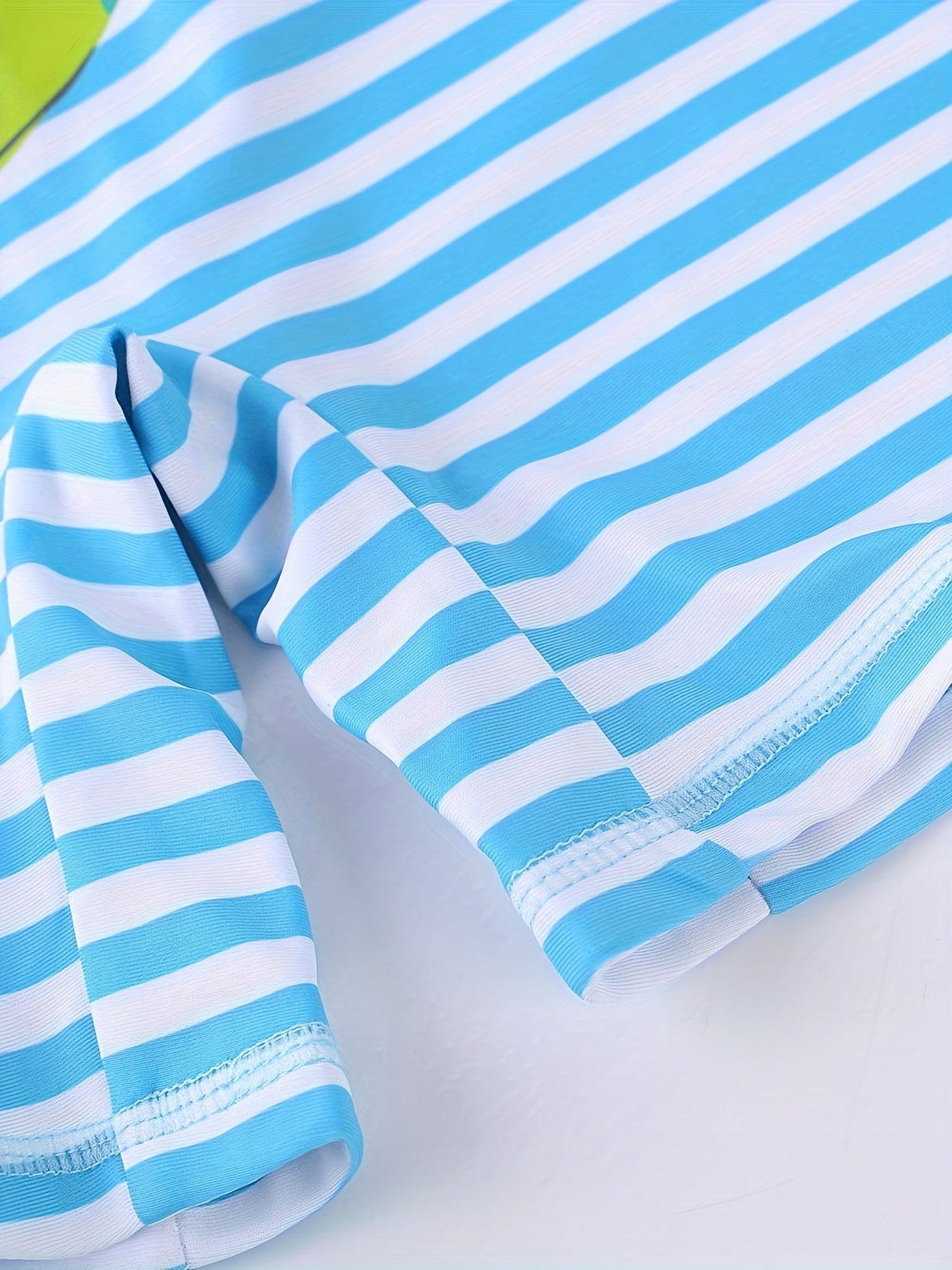Boys Dino Stripe Swimsuit & Cap for Beach Summer Vacay