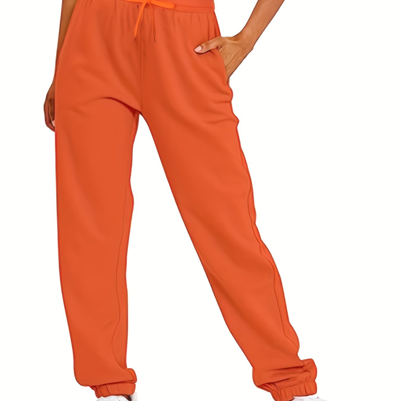 Sports Pants Women's Plus Solid Elastic Tie Waist Fitness Joggers