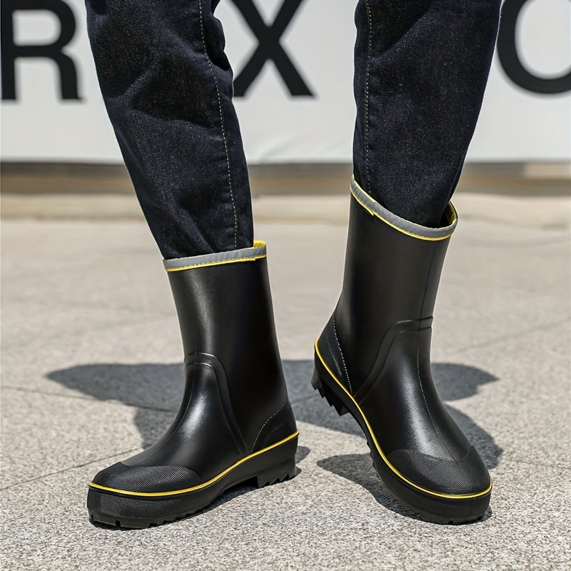 Men Mid Top Rain Boots Wear resistant Waterproof Non slip Rain Shoes