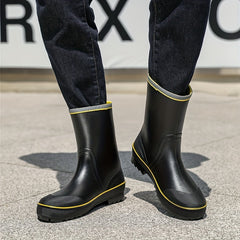 Men Mid Top Rain Boots Wear resistant Waterproof Non slip Rain Shoes