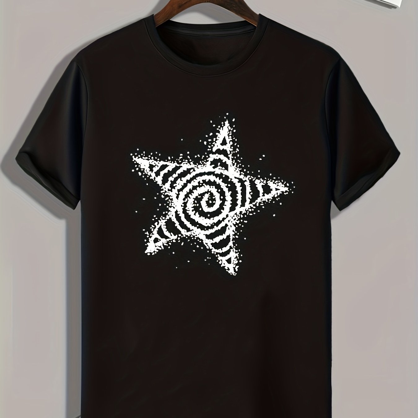 Star Pattern Print Men's Comfy Sports T shirt Graphic Tee Men's Summer