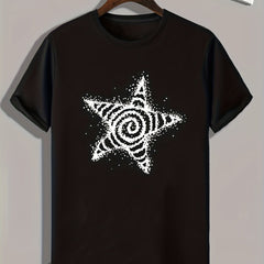 Star Pattern Print Men's Comfy Sports T shirt Graphic Tee Men's Summer