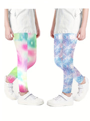 2pcs Toddler Girls Tie Dye Stretch Athletic Leggings High Waist Yoga Pants
