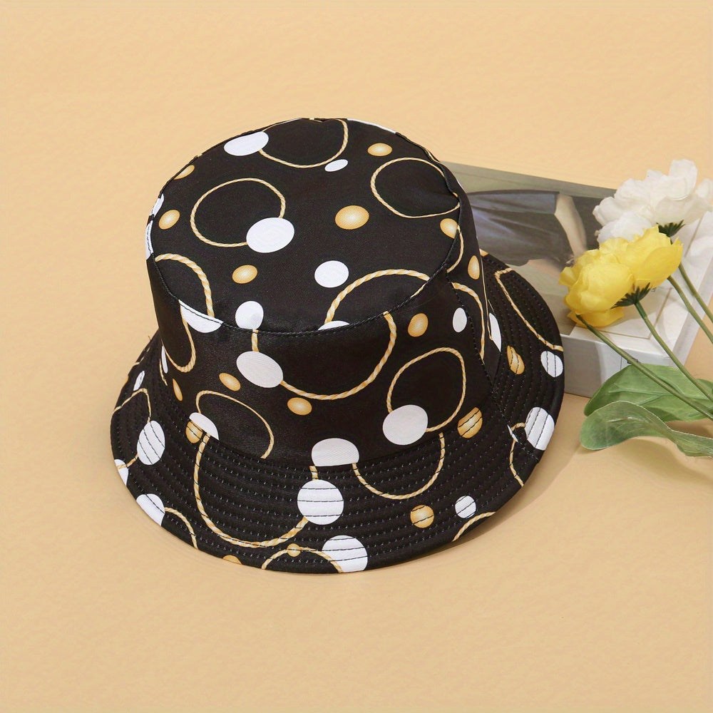 Double sided Dot Print Bucket Hat for Men and Women