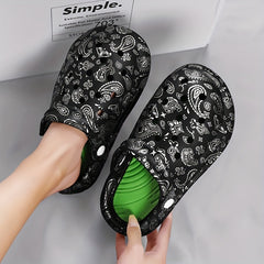 Women's Paisley Print Clogs Platform Slides