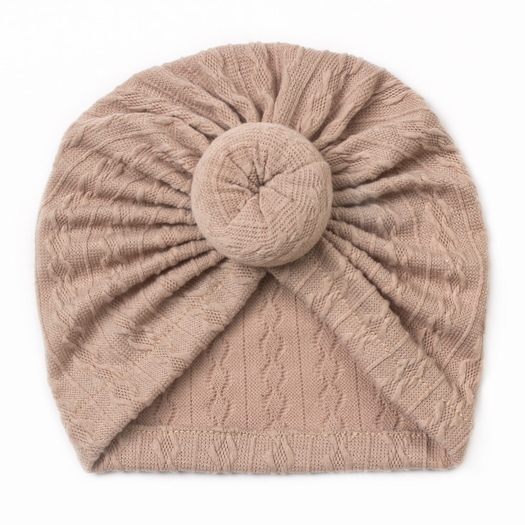 Plain Jacquard Donut Baby Hat for 0-3 Years