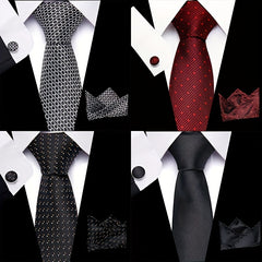 Polka Dot Tie Handkerchief Woven Classic Men's Necktie 3pcs Set