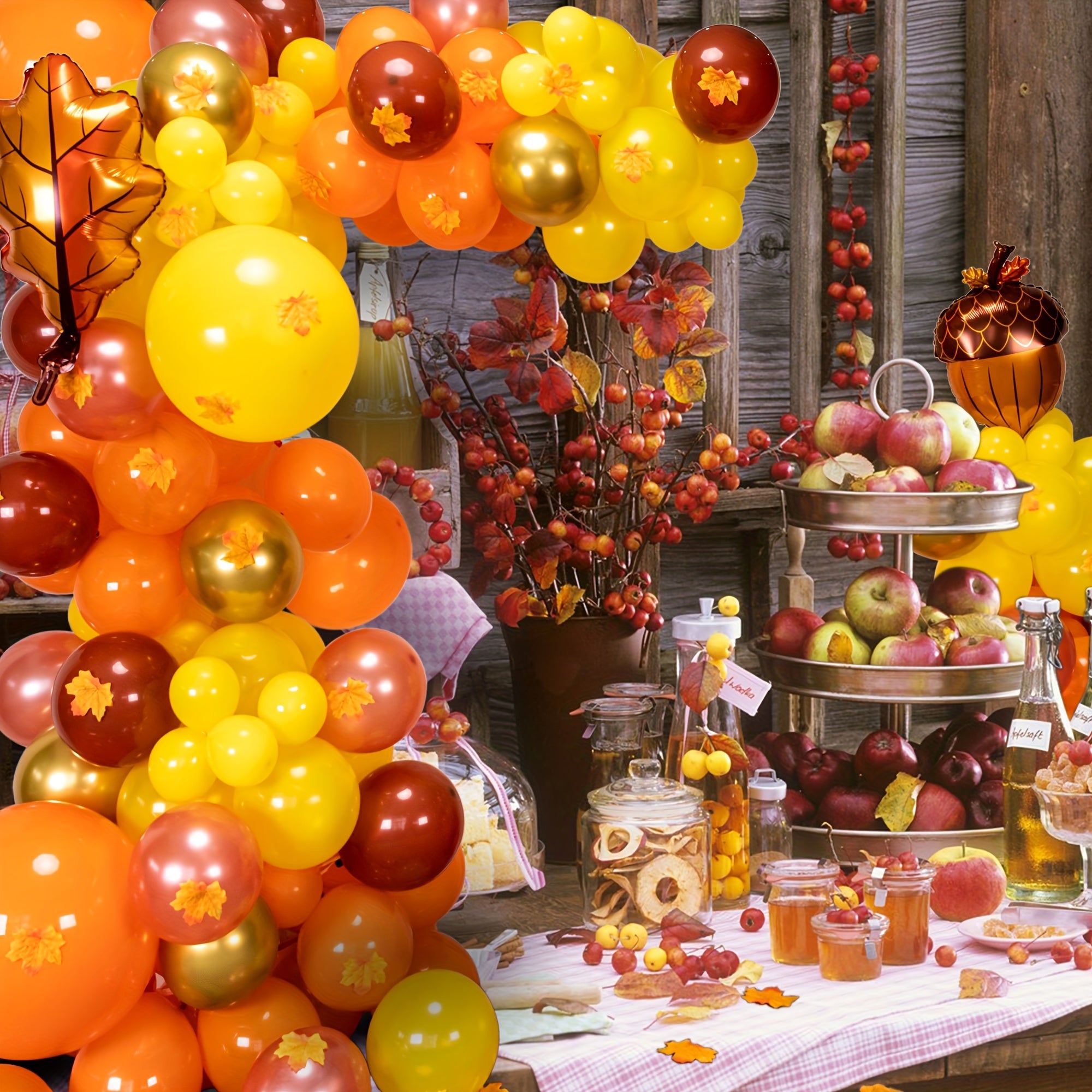 Fall Balloon Arch Thanksgiving Balloon Garland Kit Orange Brown Yellow