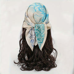Boho Flower Print Square Scarf Gradient Shawl Bandana Women Head Wrap