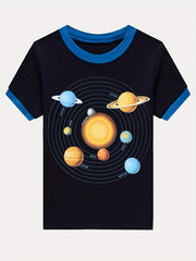 Boys Planets Pajamas Set Short Sleeves Tops & Bottoms