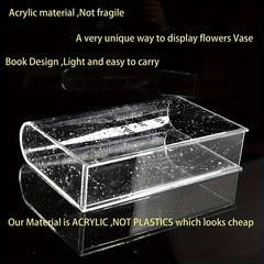Acrylic Book Vase for Flowers - Artistic and Cultural Decor