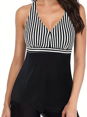 Women's Plus Size Tankini Set V Neck Cami Top & Shorts Swimsuit 2 Piece Set