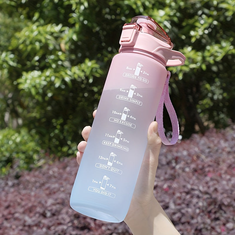 Gradient Water Bottle With Time Marker Portable Lightweight Drinking Cup