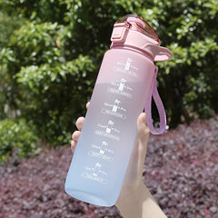Gradient Water Bottle With Time Marker Portable Lightweight Drinking Cup