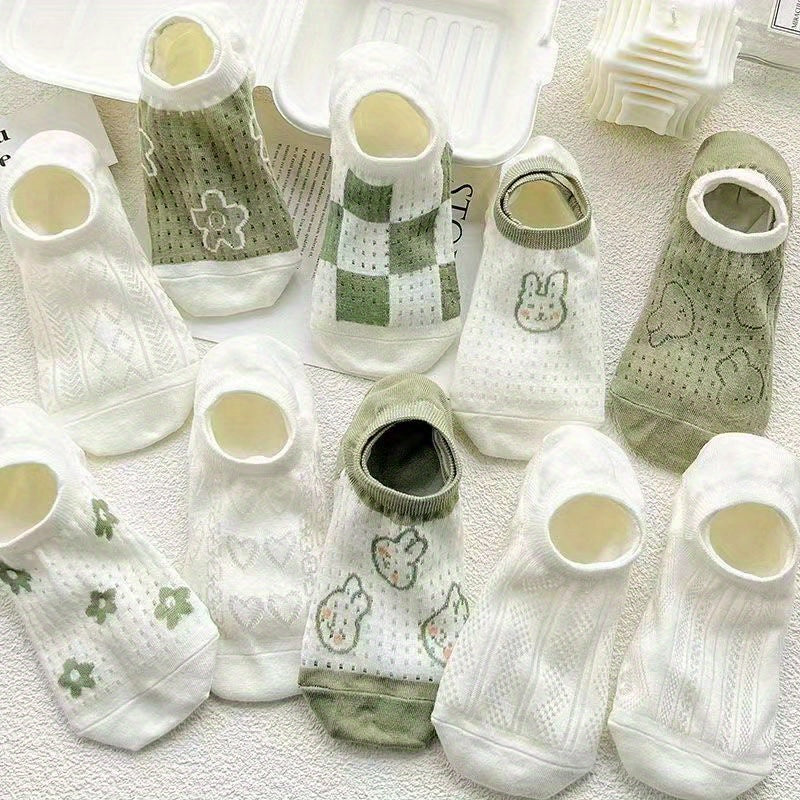 Girls Kids Cartoon Pattern Invisible Socks Breathable Non-slip Boat Socks