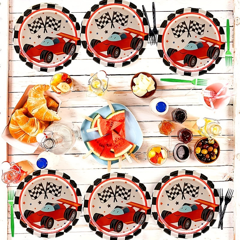 41pcs Race Car Party Plates & Napkins Set Race Track Party Supplies