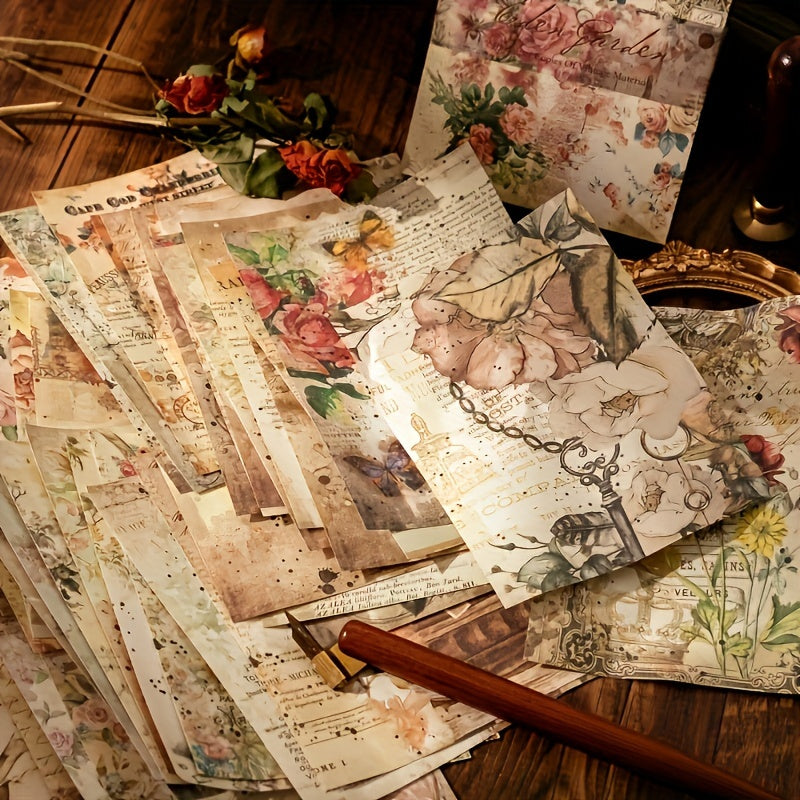 100 Vintage Floral Fern Stickers Scrapbook Junk Journal DIY Craft Album