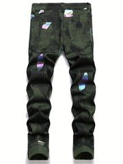 Men's Iridescent Block Jeans Stylish Sweatpants Active Mid Stretch