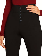 High Waist Skinny Pants With Button Front