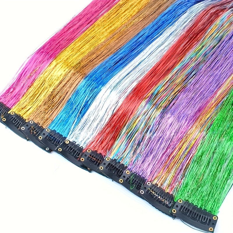 2pcs Colorful Strip Hair Extensions Female Highlights Laser Hair Extensions
