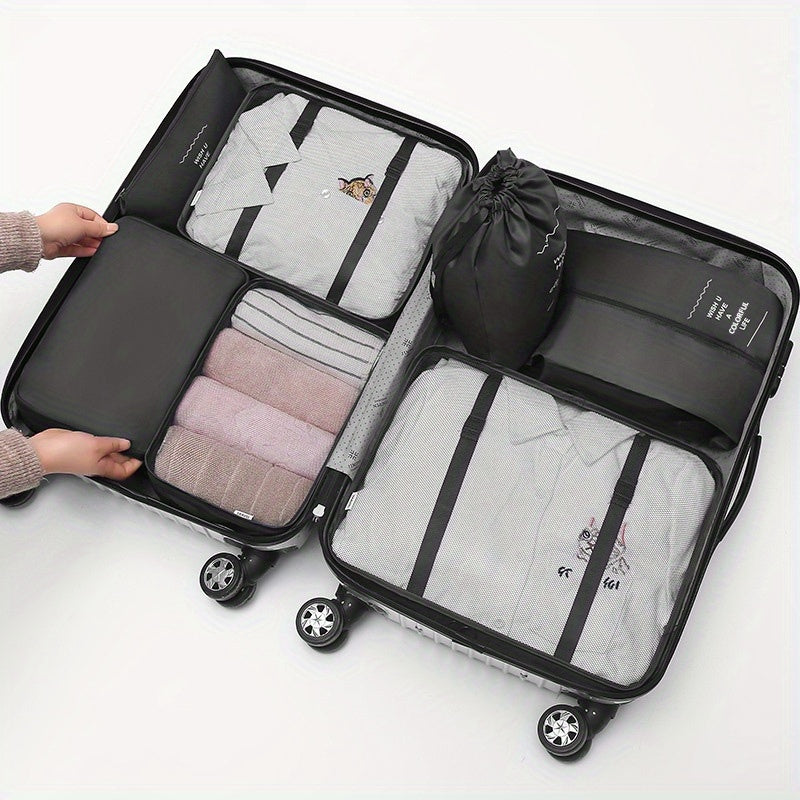 7pcs Clear Luggage Packing Organizer Lightweight Handheld Packing Cubes