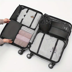 7pcs Clear Luggage Packing Organizer Lightweight Handheld Packing Cubes