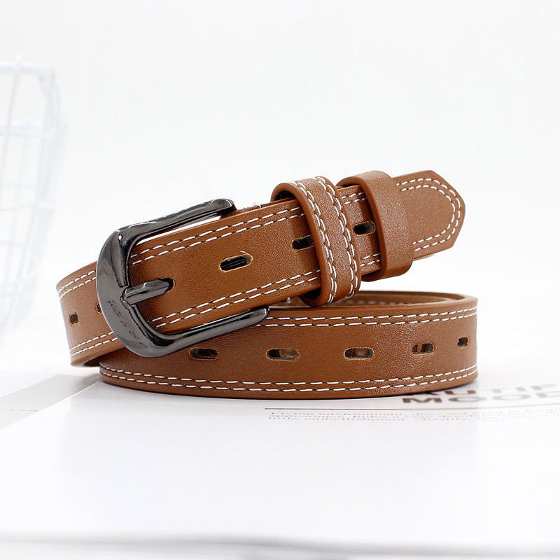 Stylish Pin Buckle Belt Hollow Out Thin PU Leather Casual Belt