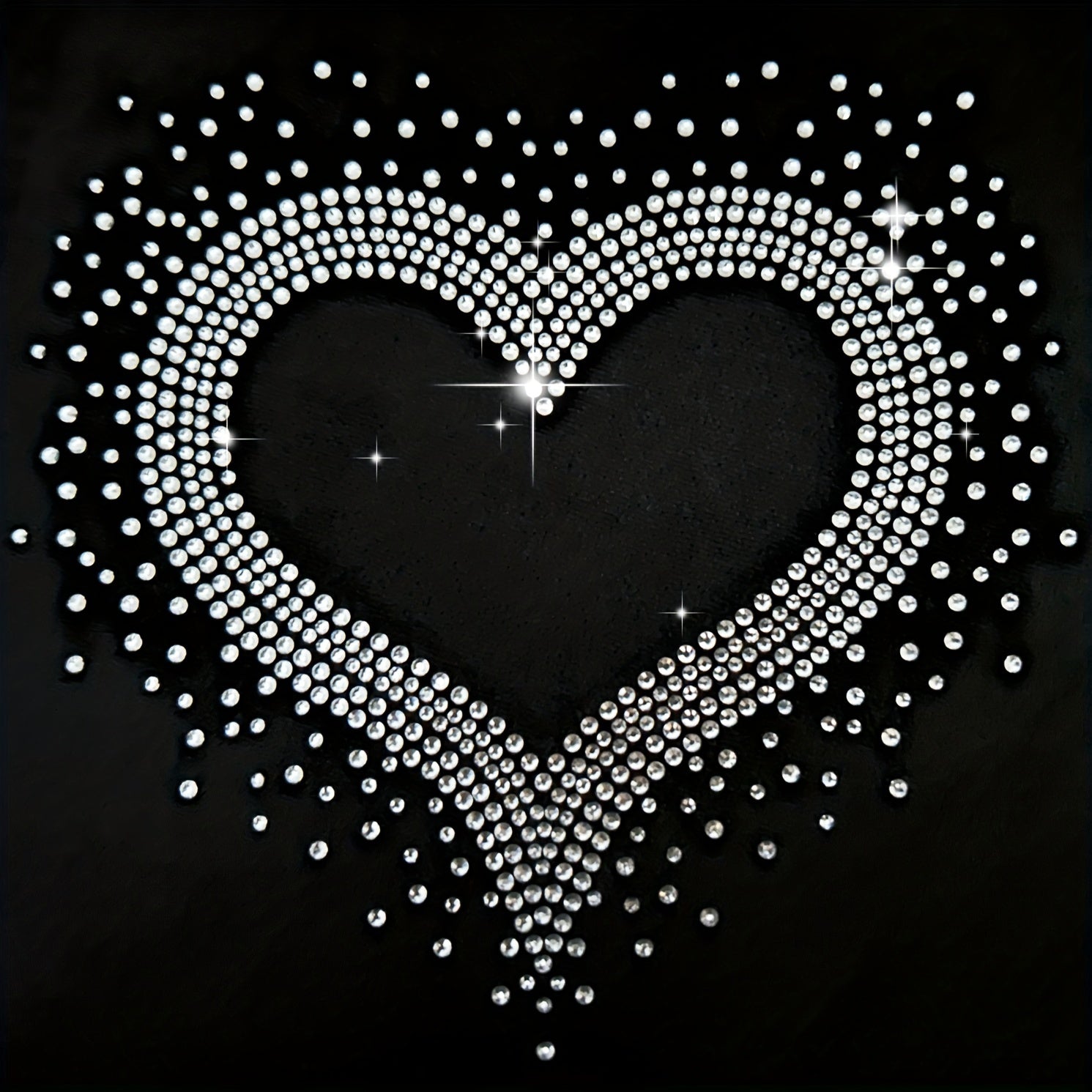 Iron On Heart Rhinestone Applique Transfer DIY Heart T Shirt Face Transfer Decal