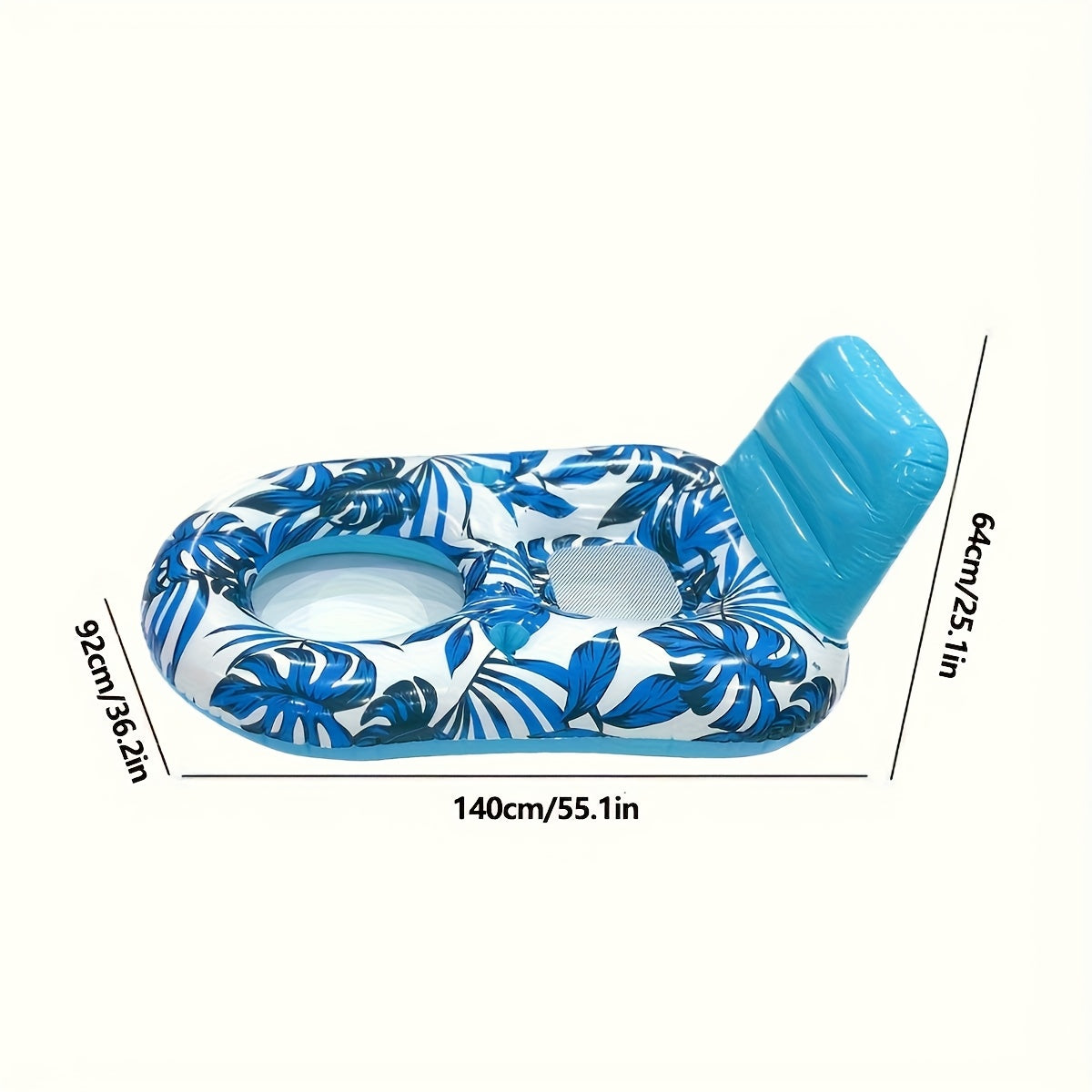 Maple Leaf Pattern Inflatable Pool Float Lounge Chair with Cup Holders