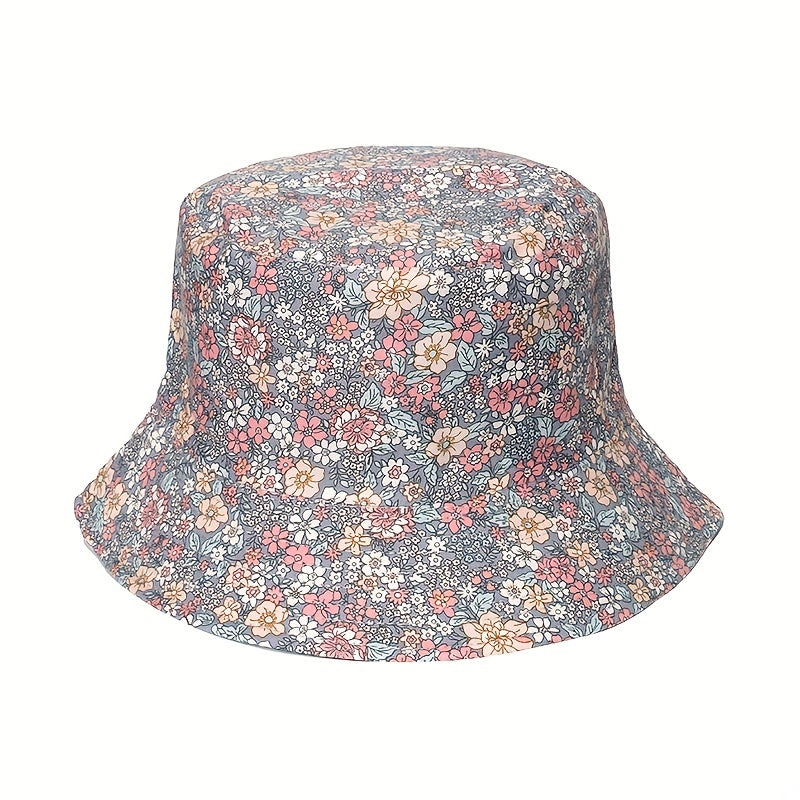 Vintage Floral Print Bucket Hat Reversible Basin Hat Stylish Lightweight Sunscre