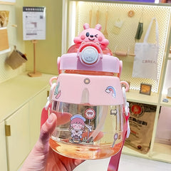 1200ml Big Belly Cup Handle Strap Water Bottle