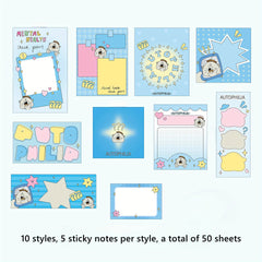 50pcs Forest Series Sticky Note Paper Girl Heart Small Animal Material Paper Car