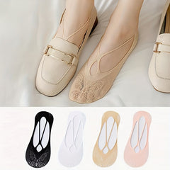 4 Pairs Butterfly Cut Out Low Cut Ankle Socks Women's Stockings