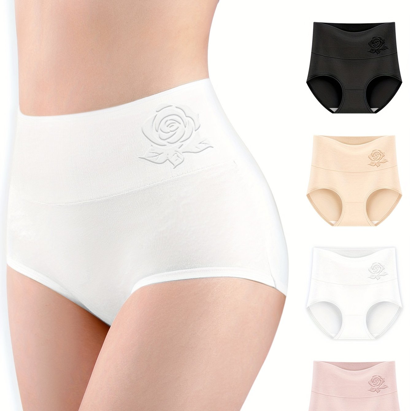4pcs Floral Pattern Briefs Stretchy Intimates Panties Women's Lingerie