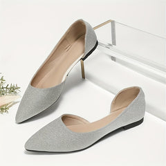 Glitter Ballet Flats Pointed Toe Slip On Shoes Wedding Evening Flat Shoes