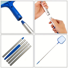 Pool Skimmer Net with 5 Sections Detachable Pole Leaf Skimmer Mesh Rake