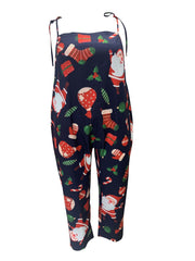 Christmas Graphic Print Tie Shoulder Jumpsuit