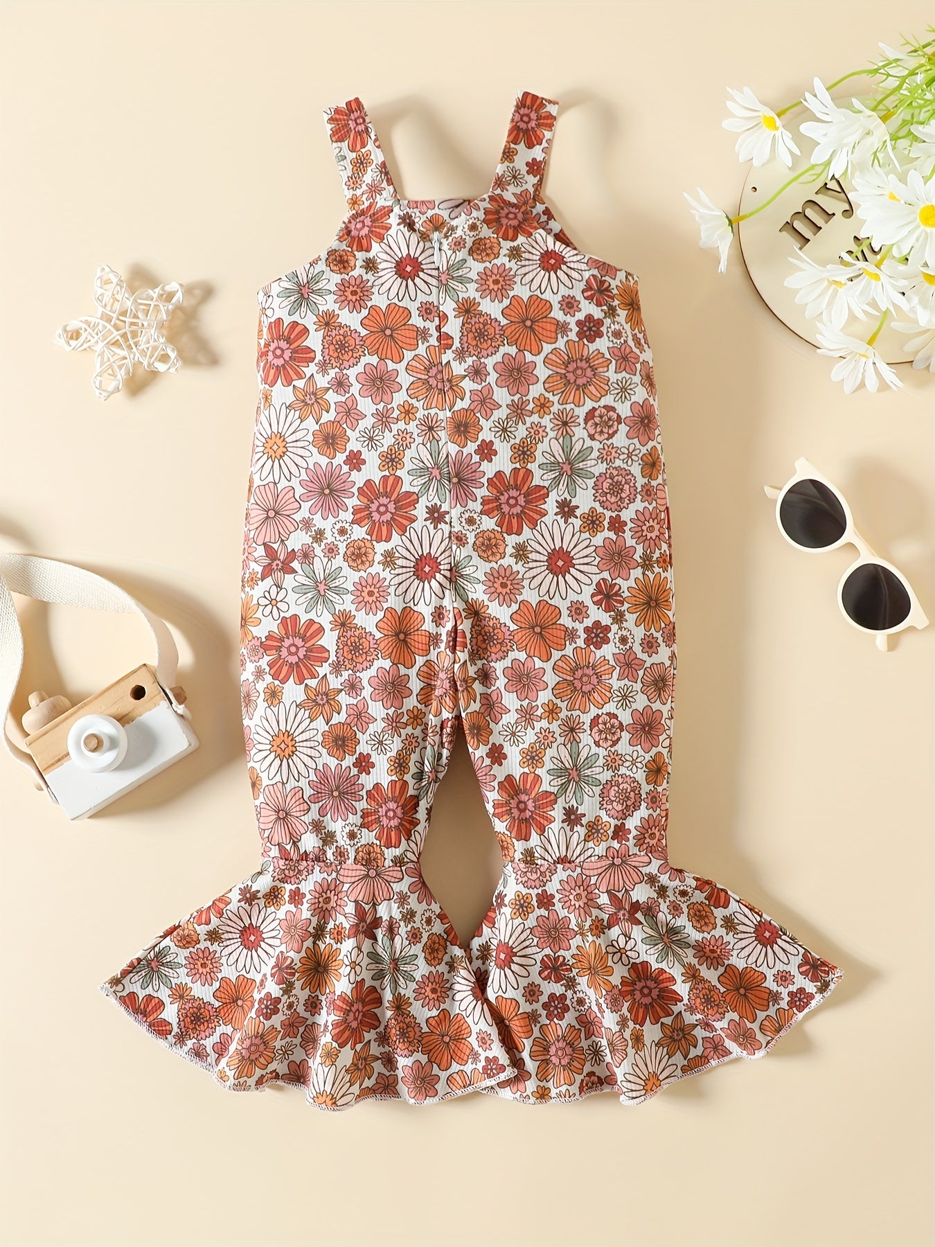 Girls Floral Print Loose Fit Jumpsuit for Kids