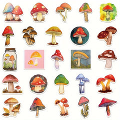 50pcs Watercolor Mushroom Series Phone Case Stickers