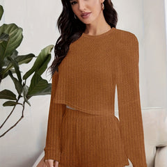 Ribbed Crop Top & Shorts Pajama Set