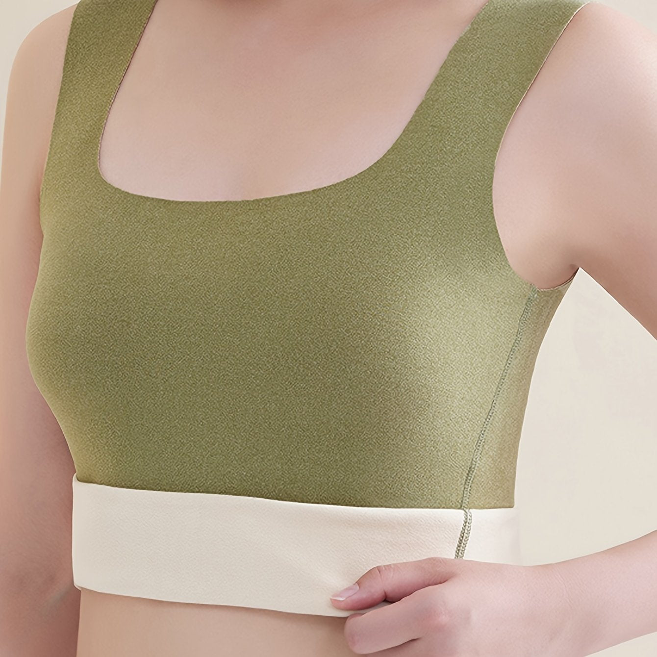 Solid Thermal Tank Top Square Neck Slim Fit Sleeveless Top