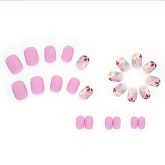24pcs Colorful Daisy Flower Press On Nails Matte Acrylic Stick On Nails