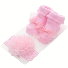 3pcs Girls Socks & Headband Set for Kids Infant Toddlers