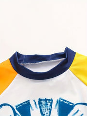 2pcs Boy's Lion Pattern Swimsuit Set Stretchy Bathing Suit