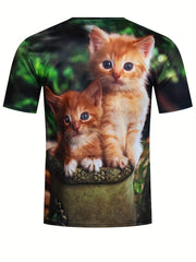 Kitty Print T Shirt Unisex Breathable Top Men Women