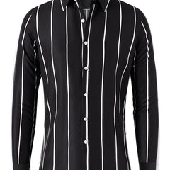 Vertical Stripe Formal Button Up Shirt for Men