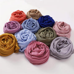 Cross Border Solid Scarf Pearl Chiffon Long Scarf Air Conditioning Scarf